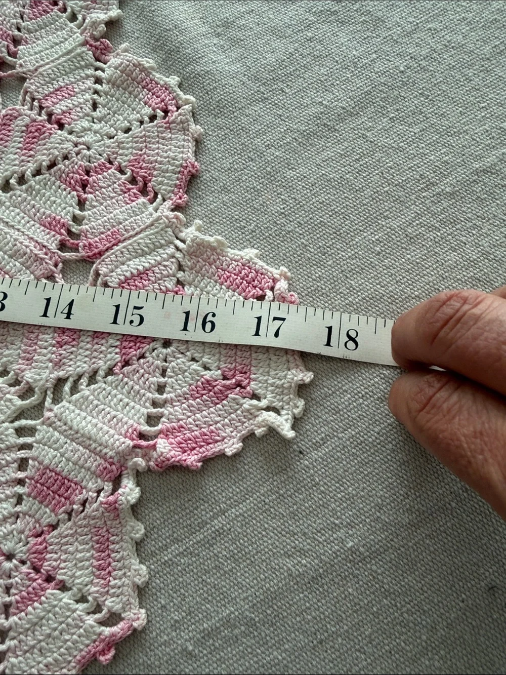 Vintage-Style Pink and White Crochet Doily